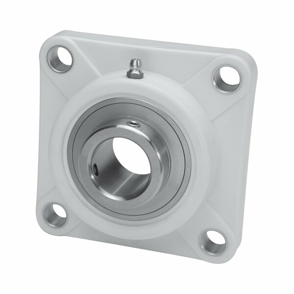 Iptci 4-Bolt Flange Ball Brg Unit, 1.1875 in Bore, Thermoplastic Hsg, Hard Chrome Insert, Set Screw Lock CUCTF206-19